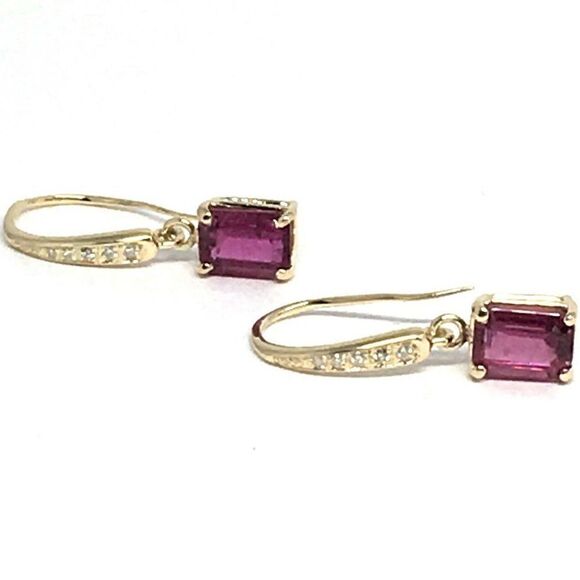 Diamond Rubellite Tourmaline Earrings 14k Gold 2.05 TCW Certified $1,690 821770 - Picture 7 of 12